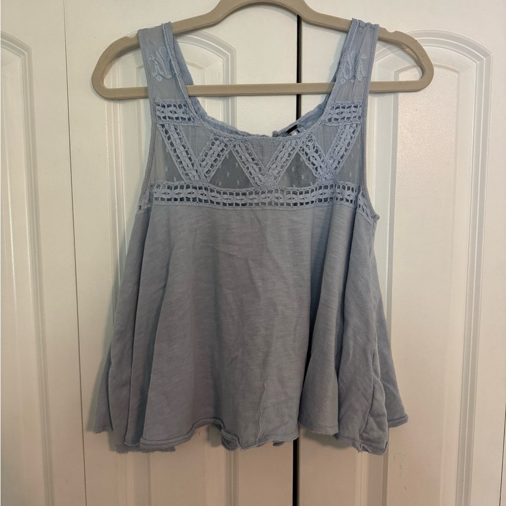 Free People Blue Boxy Sleeveless Tank Top